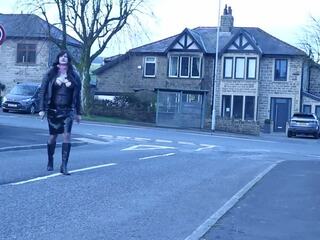 Crossdresser on the streets dressed as a streetwalker