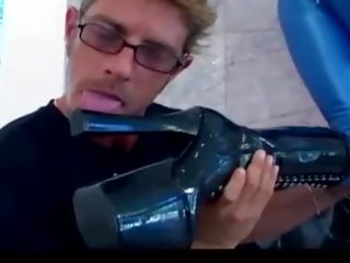 Fucking and drooling blowjob in boots and latex