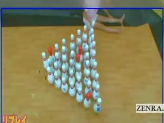 Subtitled יפני חובבן bowling משחק מקדים עם רביעיה