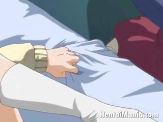 Meeldiv anime vanem kena naine saamine roosa kiilas vitt lakkus poolt tema armastaja